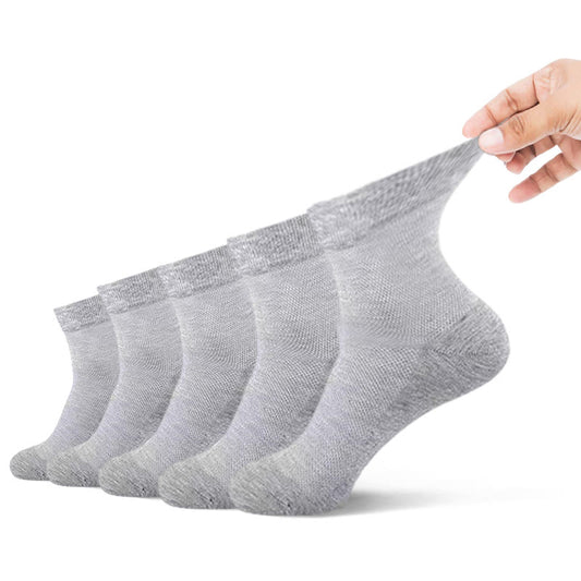 Super Elastic Quarter Socks(5 Pairs) - 45-50 - Light Gray - image 0