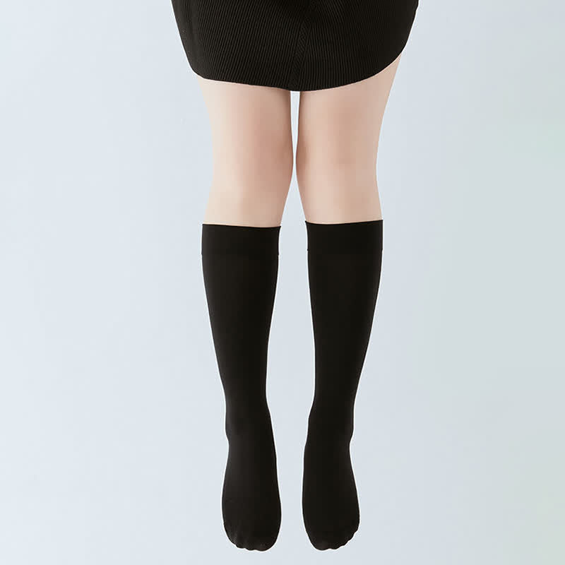 Solid Color Breathable Knee High Socks(2 Pairs) - Black - XL - image 1