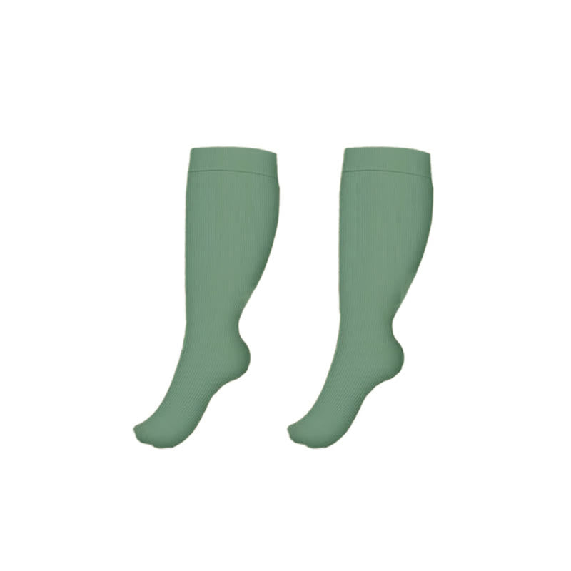 Plus Size Leg Pressure Relief Compression Socks(3 Pairs) - Green - 4XL - image 2