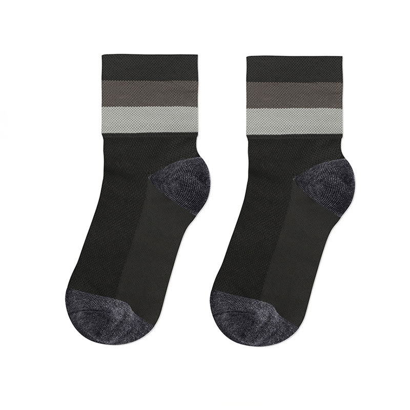 Candy Color Breathable Quarter Socks - Black - L/XL - image 21