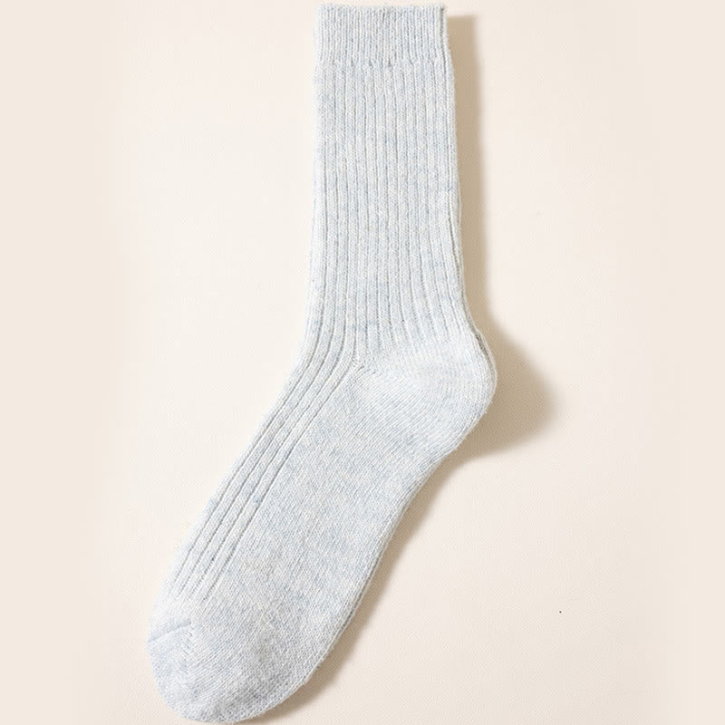 Plus Size Solid Color Warm Quarter Socks(6 Pairs) - Light Gray - EU39-46(US6-12) - image 5