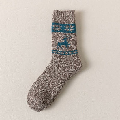 Elk Pattern Thickened Wool Quarter Socks(5 Pairs) - Coffee - EU39-46(US6-12) - image 6