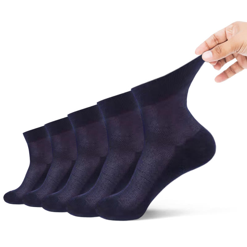 Super Elastic Quarter Socks(5 Pairs) - 45-50 - Navy Blue - image 10