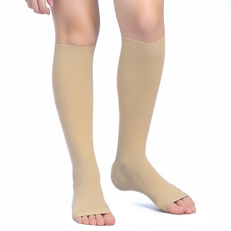 Plus Size Multicolor Open Toe Compression Socks - Nude - 4XL - image 6