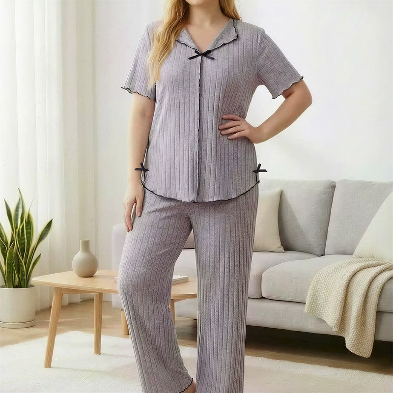 Lavender Bow Trim Pajama Set - image 2