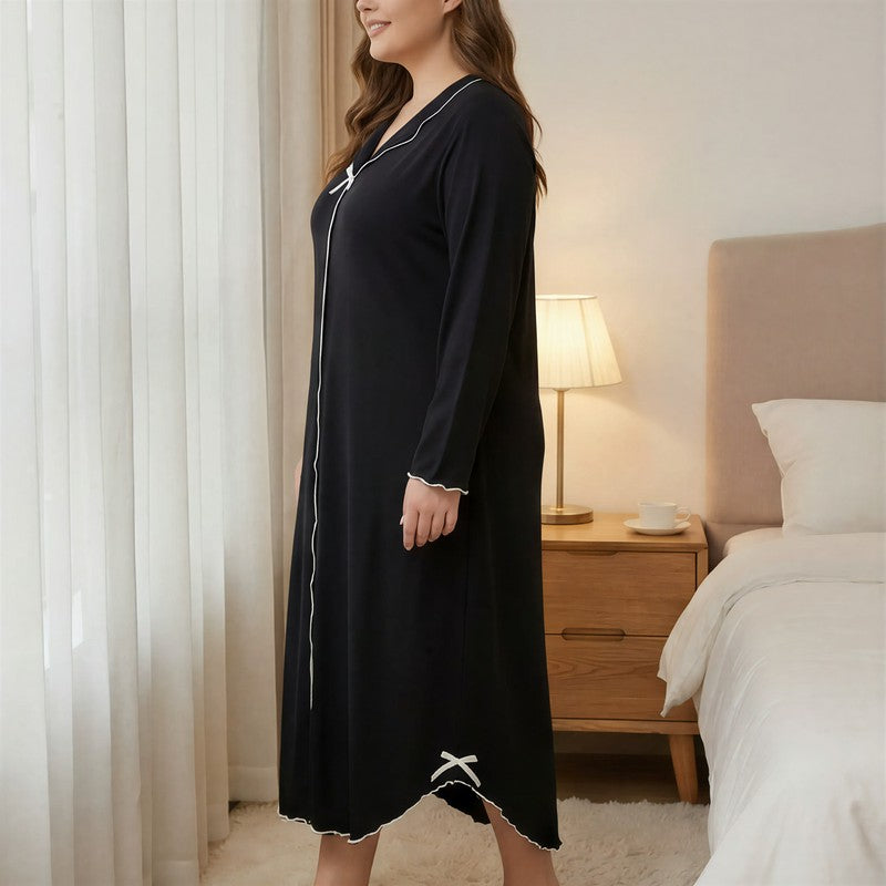 Tencel Bow Trim Nightgown - image 2