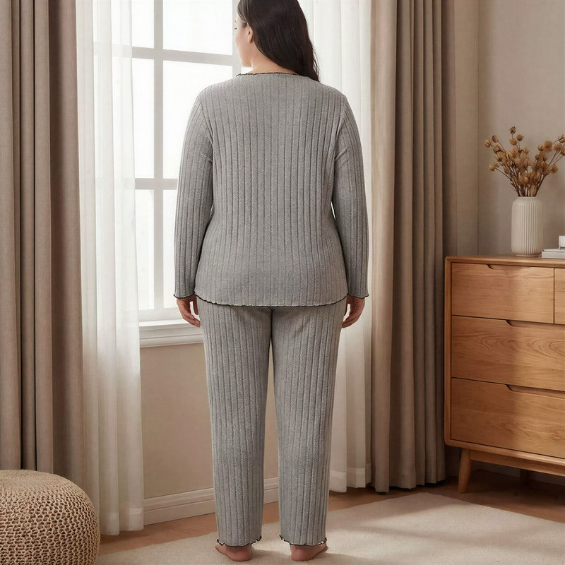 Soft Ribbed Lounge Pajama Set - image 3