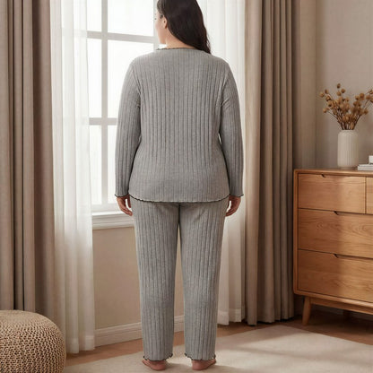 Soft Ribbed Lounge Pajama Set - image 3