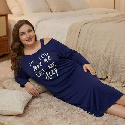 Off Shoulder Slogan Nightgown - image 1