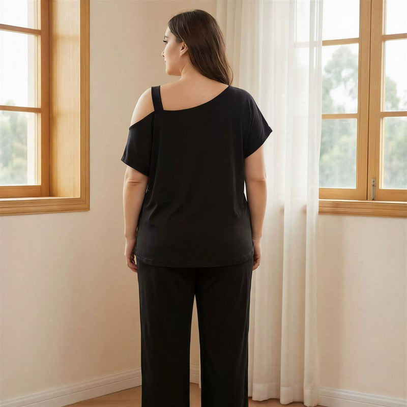 Off Shoulder Slogan Pajama Set - image 2