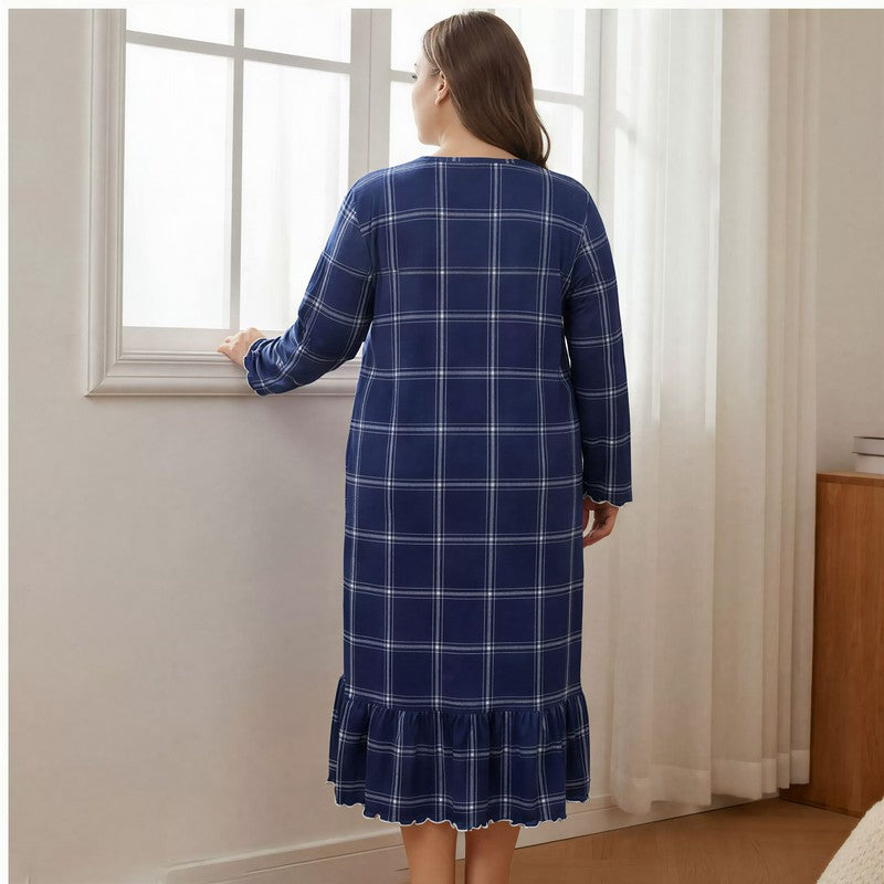 Lace Trim Plaid Nightgown - image 3