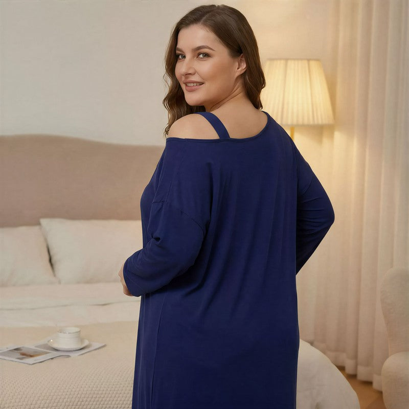 Off Shoulder Slogan Nightgown - image 3