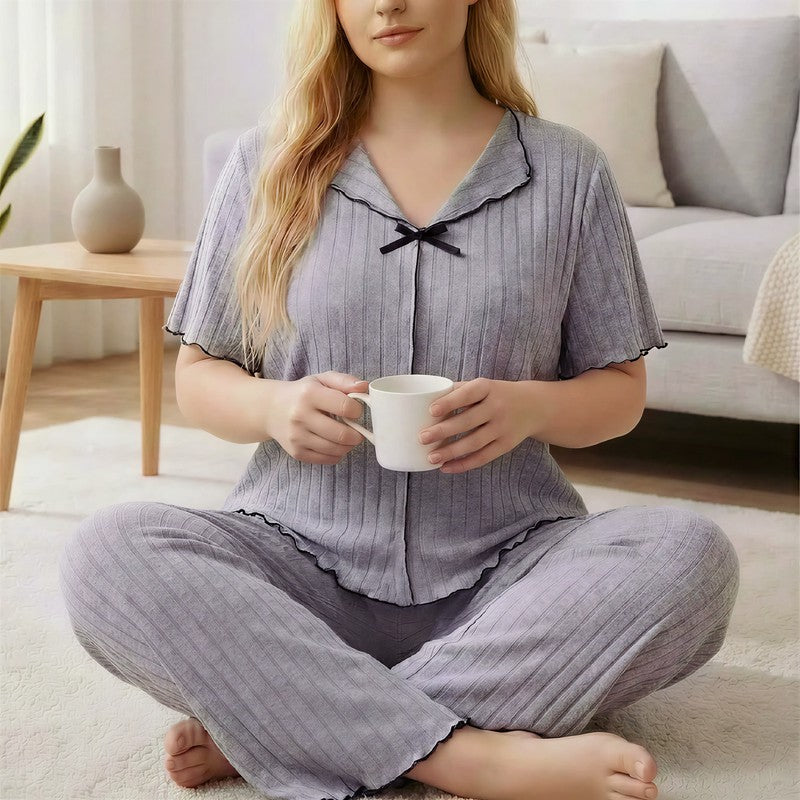 Lavender Bow Trim Pajama Set - image 4