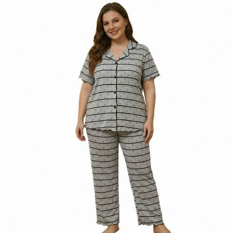 Contrast Trim Striped Pajama Set - image 4