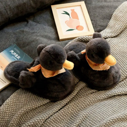 Plus Size Cozy Duck Scarf Plush Indoor Slippers - Black - EU44-45(US9-10) - image 4