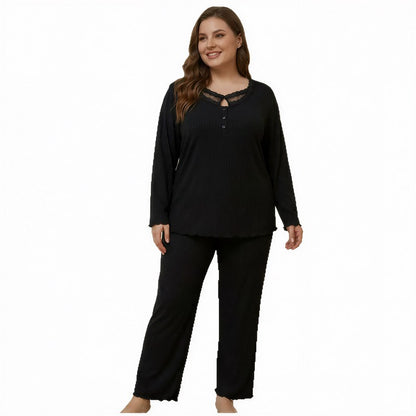 Lace Solid Color Pajama Set - image 3