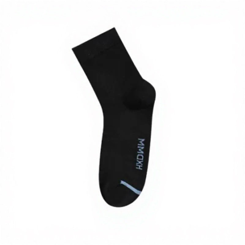 Solid Color Breathable Ankle Socks(3 Pairs) - Black - EU45-50(US11-15) - image 5