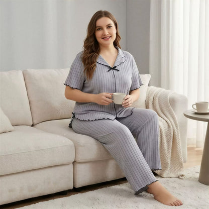 Lavender Bow Trim Pajama Set - image 0