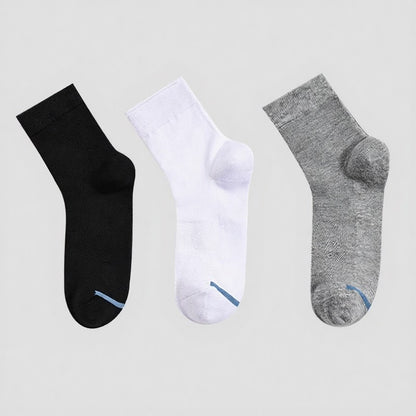 Solid Color Breathable Ankle Socks(3 Pairs) - image 1