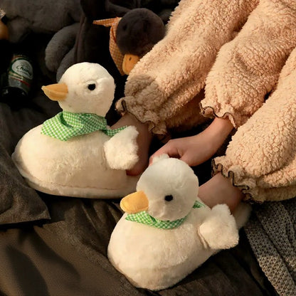 Plus Size Cozy Duck Scarf Plush Indoor Slippers - image 0