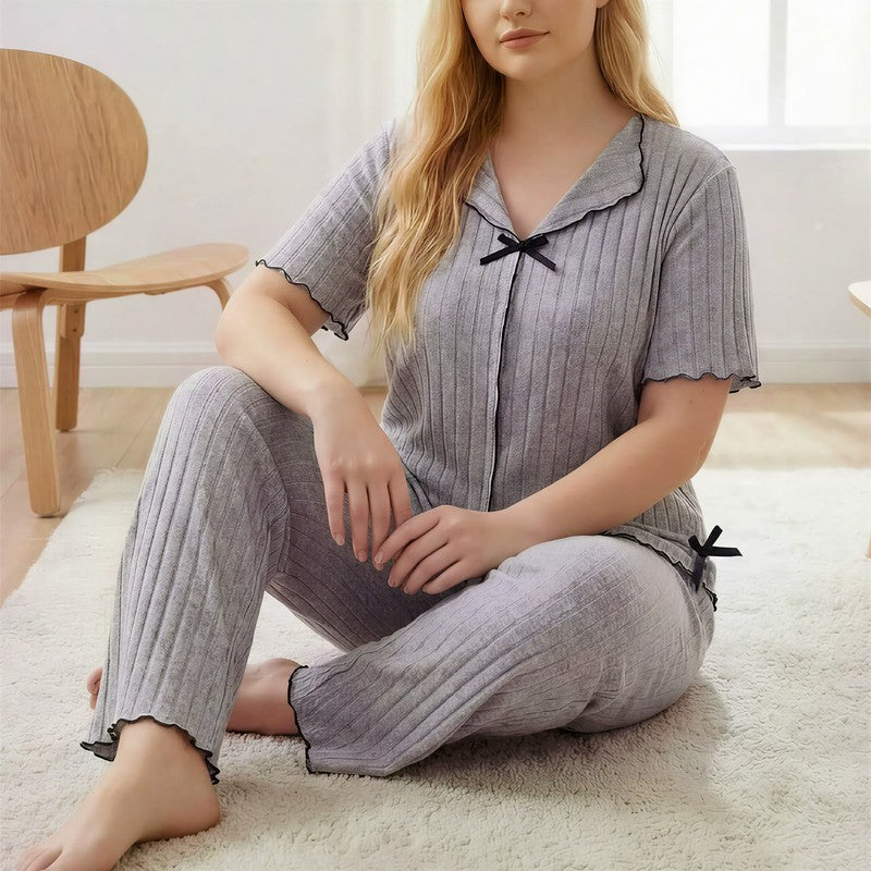 Lavender Bow Trim Pajama Set - image 1