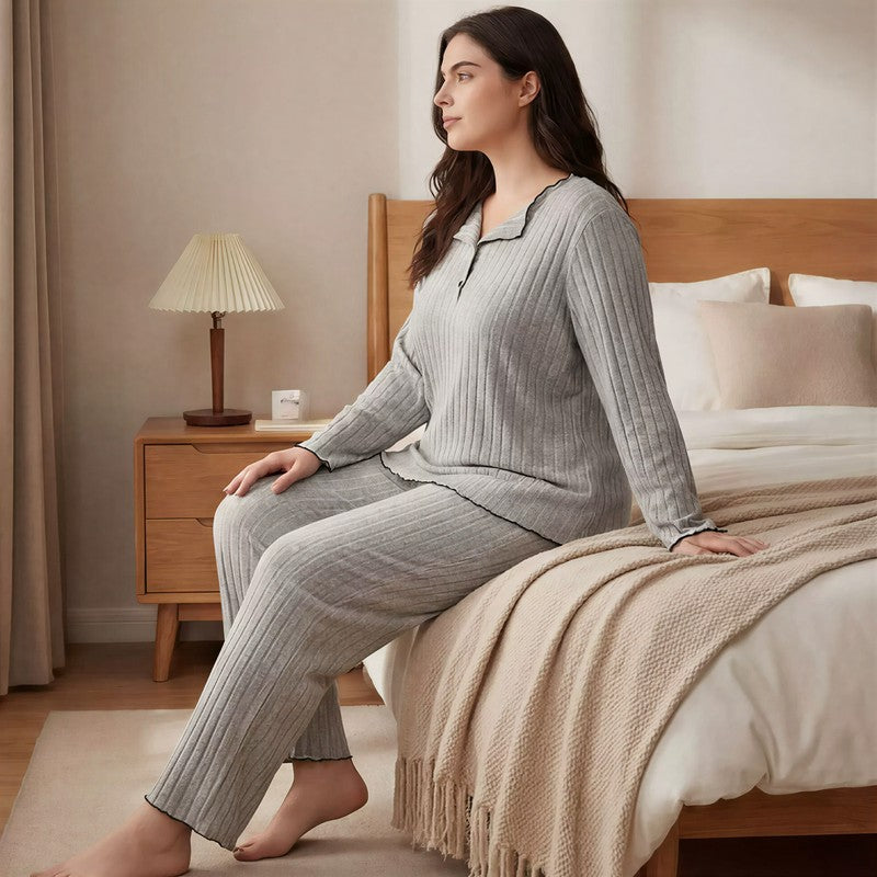 Soft Ribbed Lounge Pajama Set - image 1